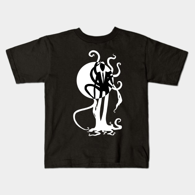 Thin Dude - Slenderman Cryptid Design - Light Design for Dark Shirts Kids T-Shirt by Indi Martin
